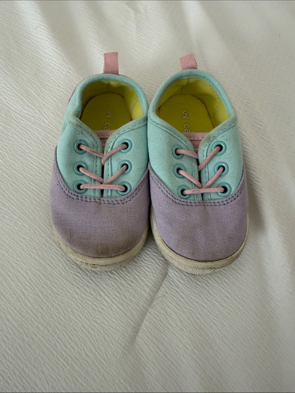 Kids Canvas Lace-Up Shoes in Mint, Lavender & Pink